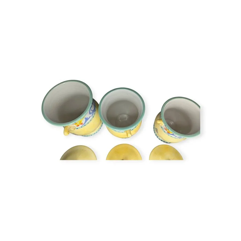 Set of 3 Karidesign Desert Ridge Imports Canisters-Yellow w/Floral Design